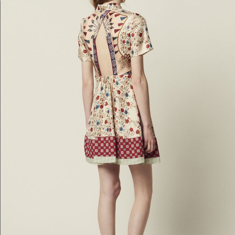 Sandro Printed Shirtdress With Open Back